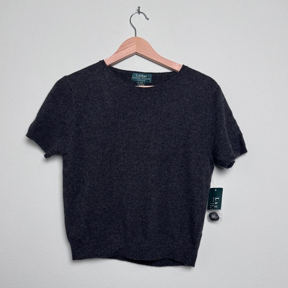 Lauren Ralph Lauren Sweaters - Lauren Ralph Lauren Luxe Essentials Cashmere Short Sleeve Sweater Charcoal PM